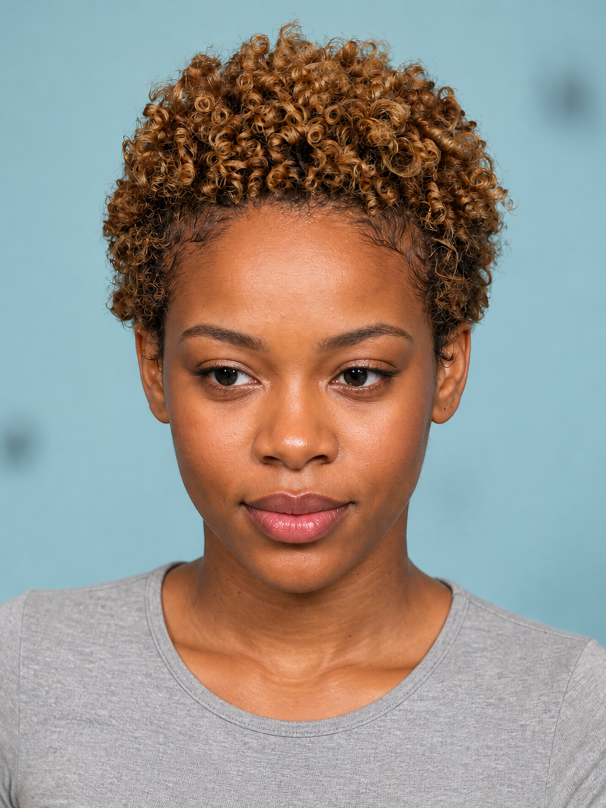 Honey Blonde Ultra Short Tight Afro Kinky Curly Pixie Cut Full Lace Wig