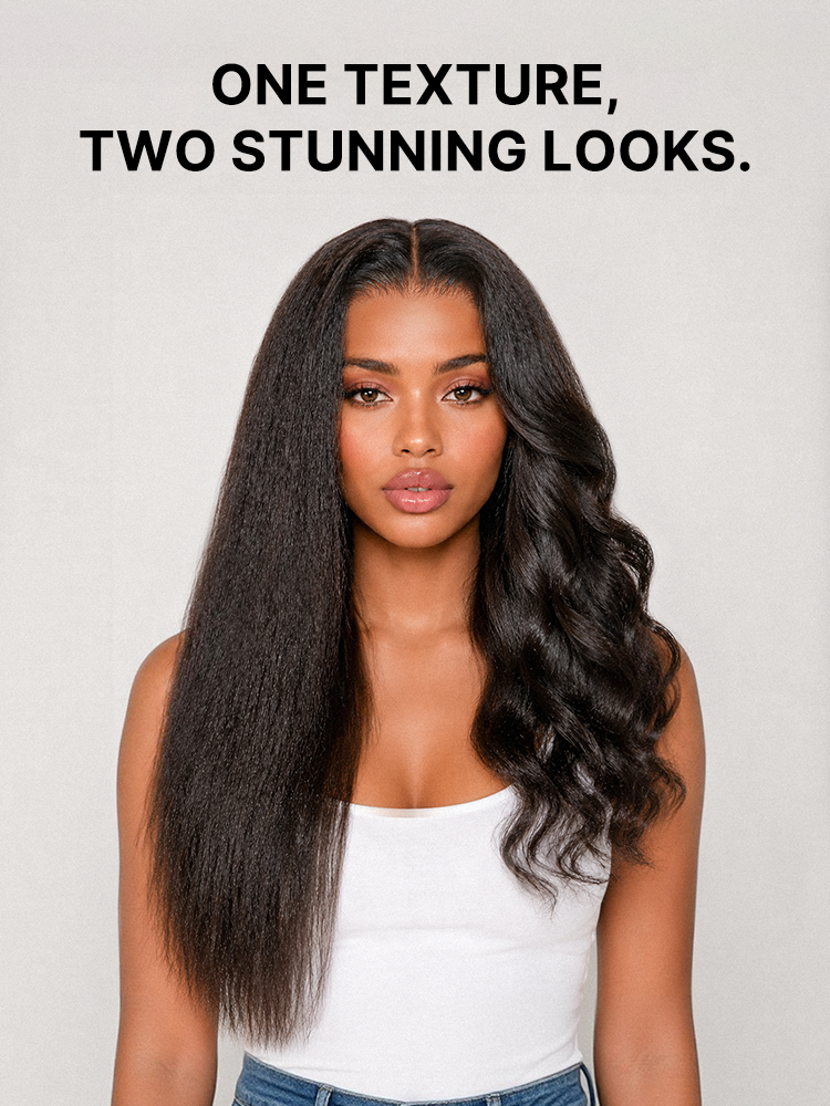 Melted Hair All-Day Comfort Wig 180% / 250% Density Kinky Body Wave / Layered Light Kinky Straight PartingMax Glueless 7x6 Closure HD Lace Wig Pre-Cut Lace