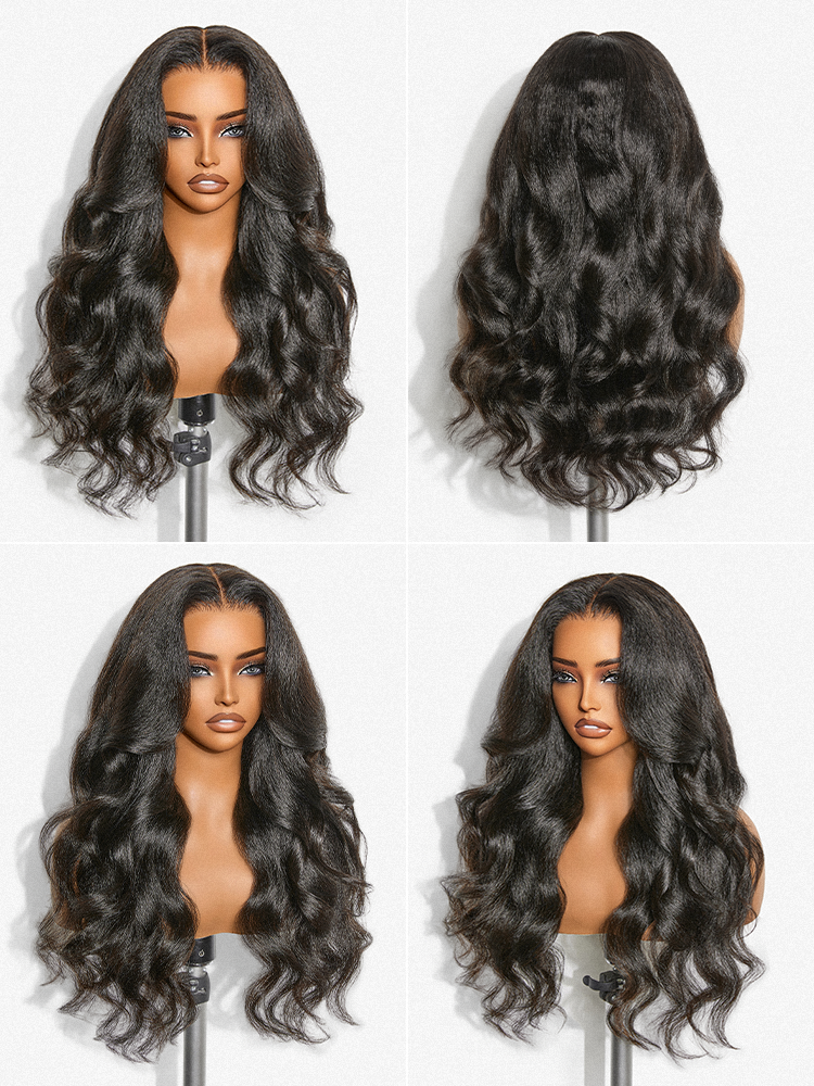 Melted Hair All-Day Comfort Wig 180% / 250% Density Kinky Body Wave / Layered Light Kinky Straight PartingMax Glueless 7x6 Closure HD Lace Wig Pre-Cut Lace