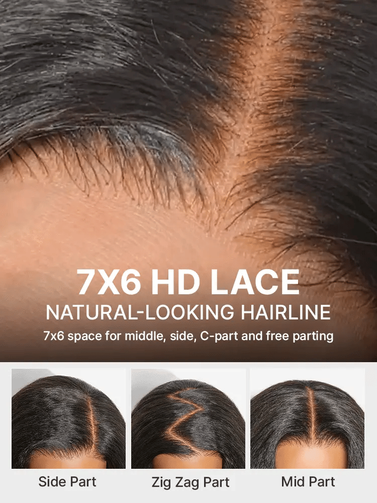 Melted Hair All-Day Comfort Wig 180% / 250% Density Kinky Body Wave / Layered Light Kinky Straight PartingMax Glueless 7x6 Closure HD Lace Wig Pre-Cut Lace