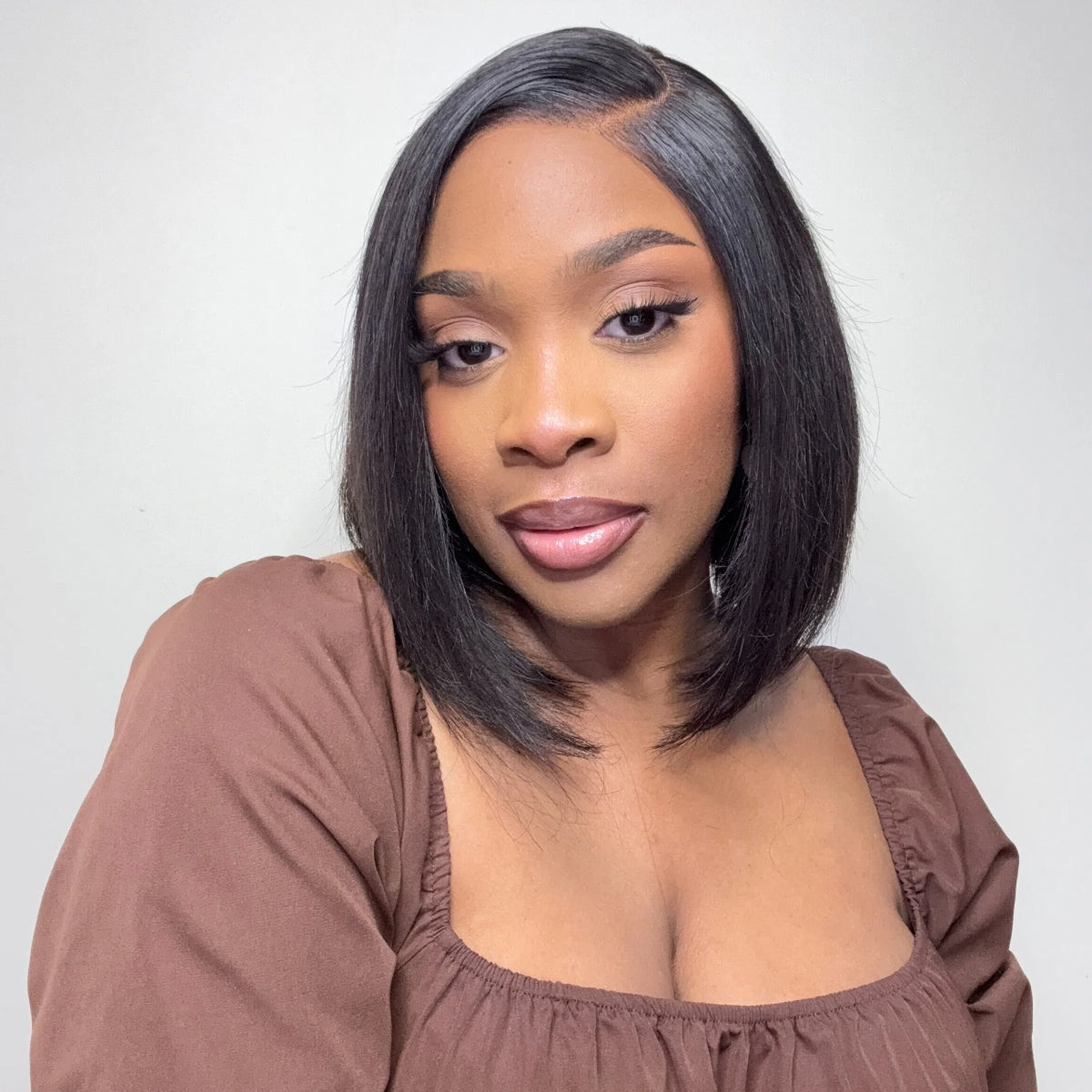 VIP ONLY | Super Natural C Part Natural Black Glueless Lace Bob Wig 100% Human Hair