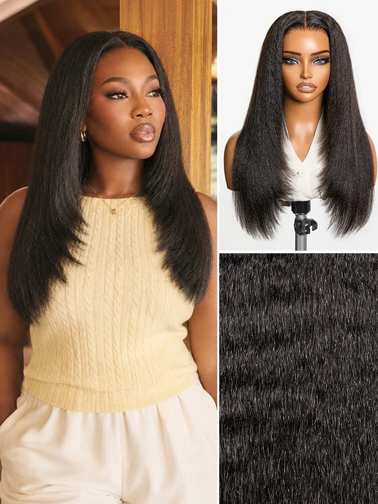 Melted Hair All-Day Comfort Wig 180% / 250% Density Kinky Body Wave / Layered Light Kinky Straight PartingMax Glueless 7x6 Closure HD Lace Wig Pre-Cut Lace