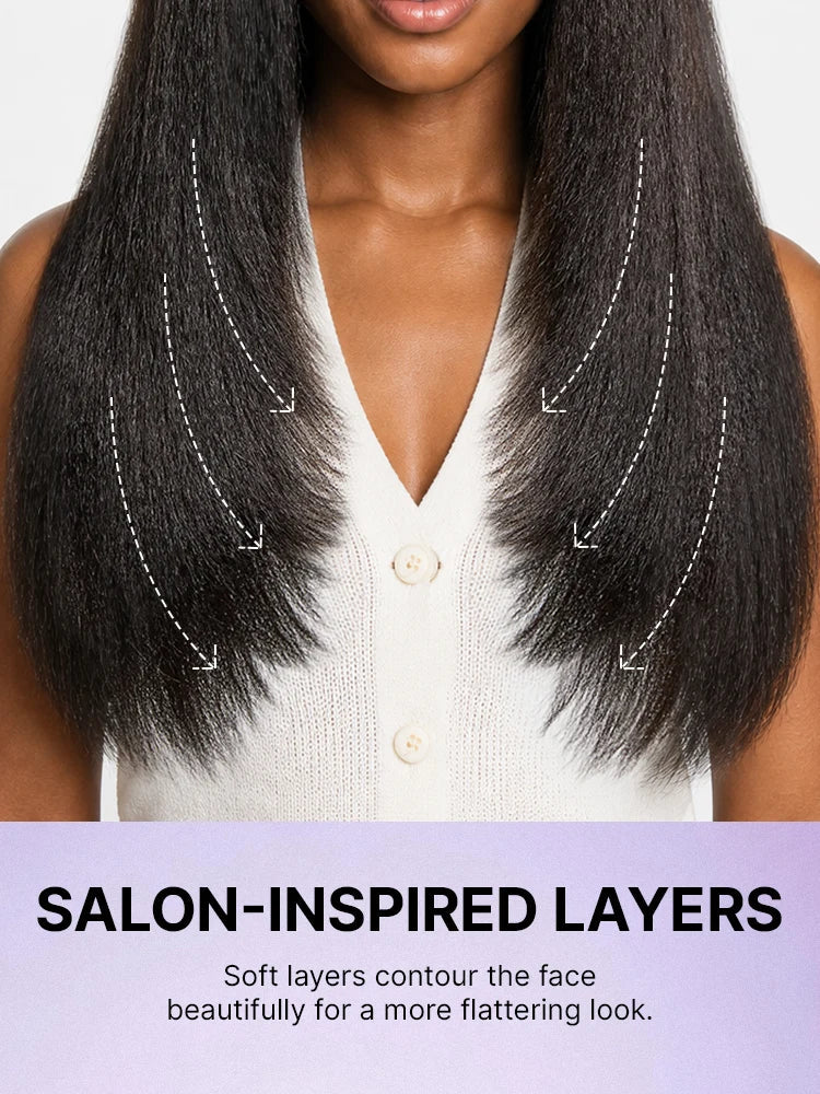 Melted Hair All-Day Comfort Wig 180% / 250% Density Kinky Body Wave / Layered Light Kinky Straight PartingMax Glueless 7x6 Closure HD Lace Wig Pre-Cut Lace
