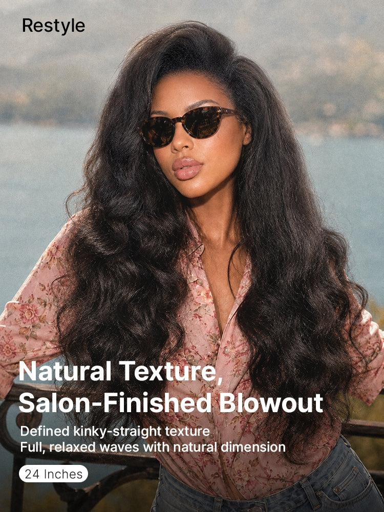 Melted Hair All-Day Comfort Wig 180% / 250% Density Kinky Body Wave / Layered Light Kinky Straight PartingMax Glueless 7x6 Closure HD Lace Wig Pre-Cut Lace