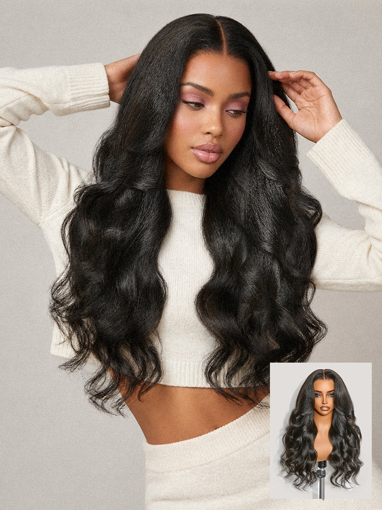 Melted Hair All-Day Comfort Wig 180% / 250% Density Kinky Body Wave / Layered Light Kinky Straight PartingMax Glueless 7x6 Closure HD Lace Wig Pre-Cut Lace