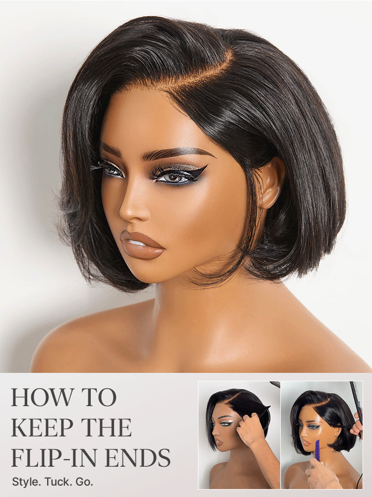 180% Density Sleek Short Bob Minimalist HD Lace Wig Pre-cut Lace All-Day Comfort Cap-45