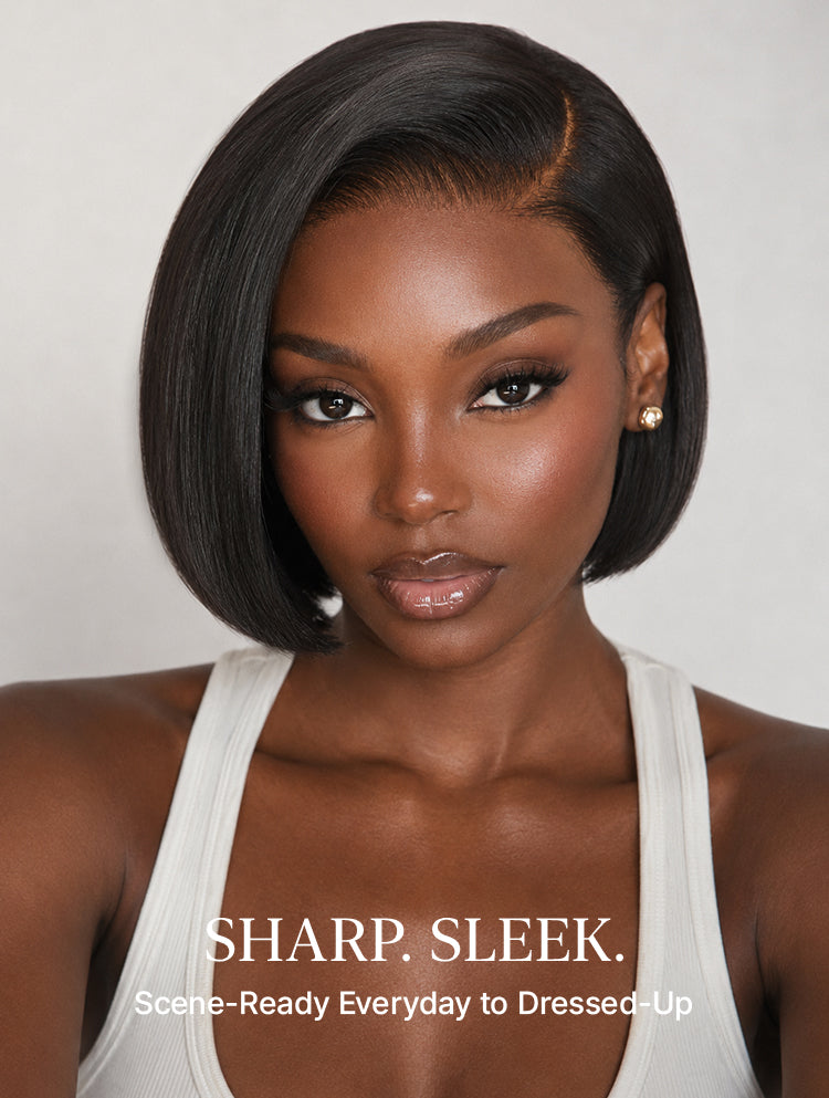 180% Density Sleek Short Bob Minimalist HD Lace Wig Pre-cut Lace All-Day Comfort Cap-51