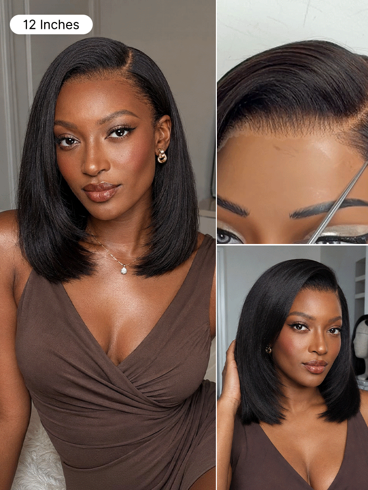 Melted Hair All-Day Comfort™ Wig 180% Density Butterfly Cut Layered Light Yaki Straight Glueless 7x6 Closure HD Lace Human Hair Wig Pre-Cut Lace