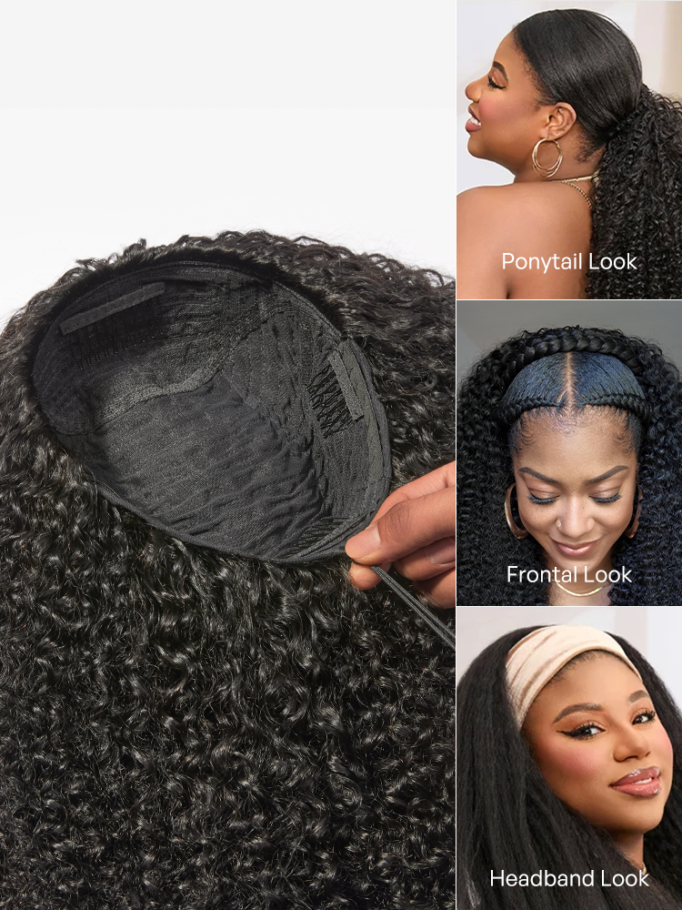 Melted Hair Too Easy Texture™ 3-In-1 Half Wig 180% Density Kinky Curly Glueless Flexi-Fit Drawstring Wig