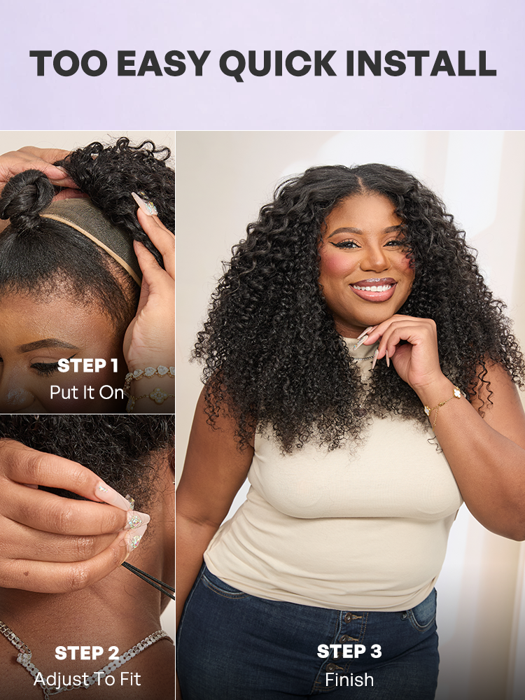 Melted Hair Too Easy Texture™ 3-In-1 Half Wig 180% Density Kinky Curly Glueless Flexi-Fit Drawstring Wig