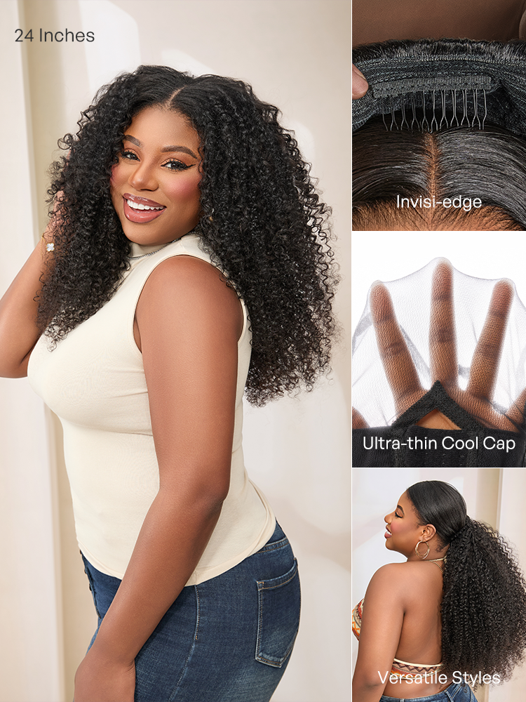 Melted Hair Too Easy Texture™ 3-In-1 Half Wig 180% Density Kinky Curly Glueless Flexi-Fit Drawstring Wig