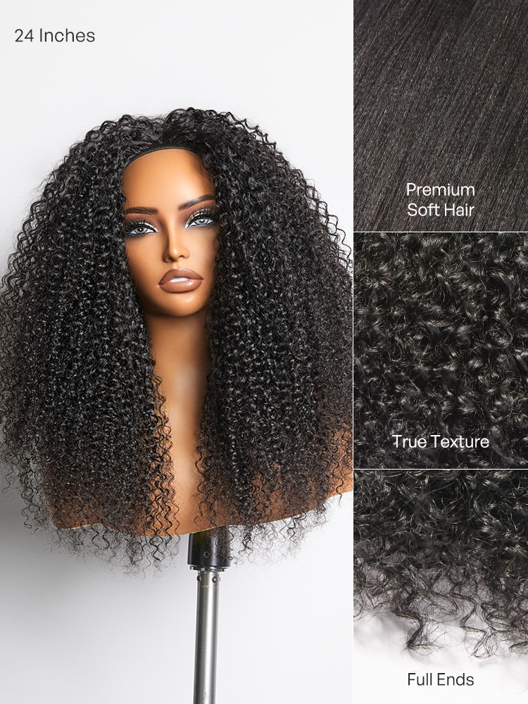 Melted Hair Too Easy Texture™ 3-In-1 Half Wig 180% Density Kinky Curly Glueless Flexi-Fit Drawstring Wig
