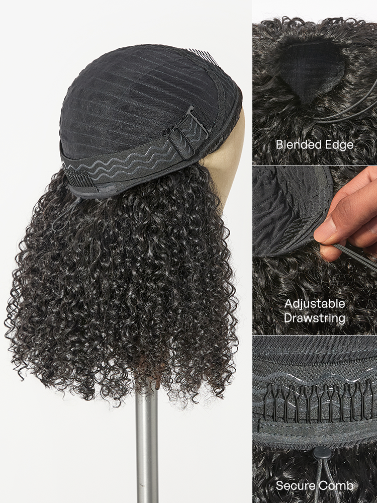 Melted Hair Too Easy Texture™ 3-In-1 Half Wig 180% Density Kinky Curly Glueless Flexi-Fit Drawstring Wig