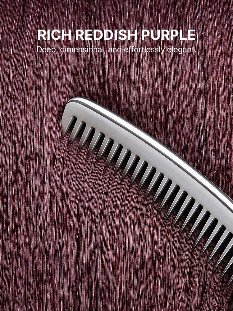 Reddish Purple Realistic Glueless Yaki Straight Bob with Bangs Minimalist Lace Bob Wig All-Day Comfort Cap-48