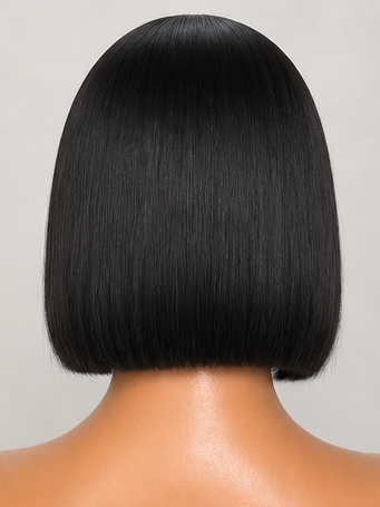 Put On And Go Realistic Glueless Yaki Straight Bob Minimalist T Part Lace Wig 100% Human Hair