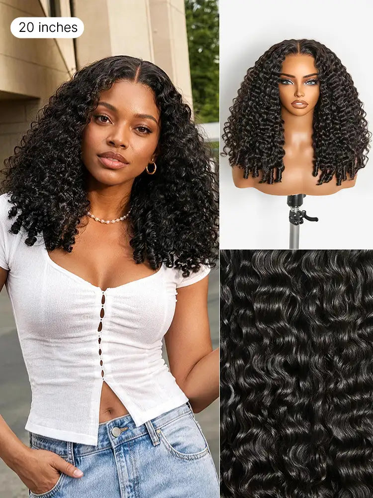 Melted Hair All-Day Comfort Wig 180% Density Burmese Curly Finger Coil Ends PartingMax Glueless 7x6 Closure HD Lace Wig Pre-Cut Lace