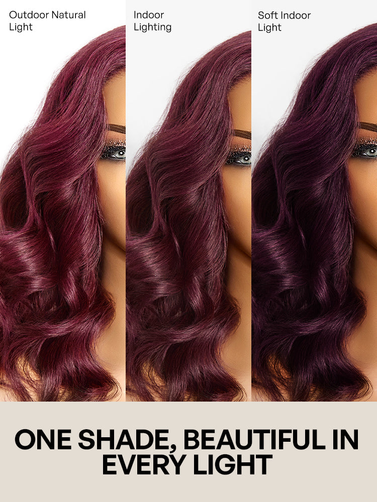 Dark Plum 99J Color Wig Loose Wave Minimalist HD Lace Glueless Mid Part Short Wig with ADC Cap Pre-cut Lace