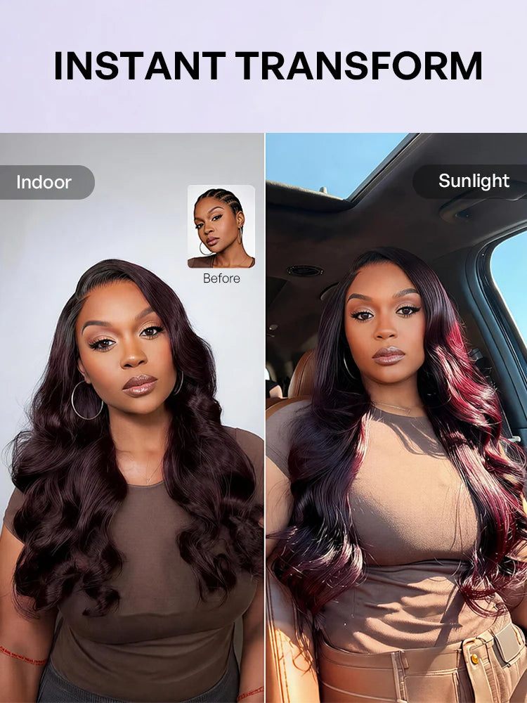 Melted Hair All-Day Comfort Wig 180% Density Rich Dark Plum Loose Body Wave PartingMax Glueless 7x6 Closure HD Lace Wig Pre-Cut Lace