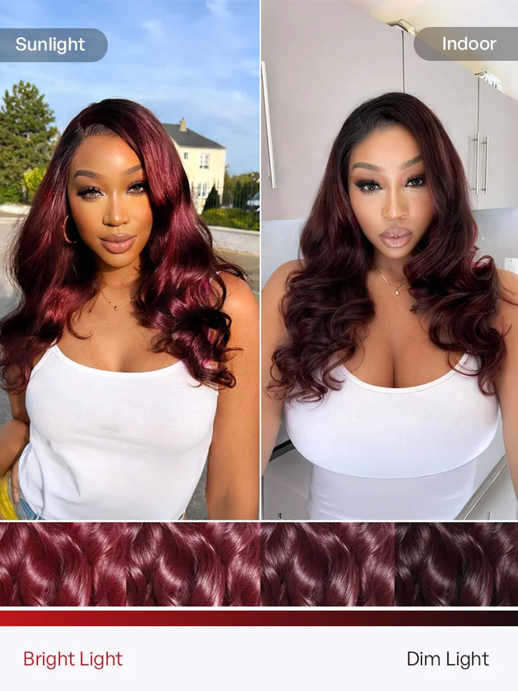 Melted Hair All-Day Comfort Wig 180% Density Rich Dark Plum Loose Body Wave PartingMax Glueless 7x6 Closure HD Lace Wig Pre-Cut Lace
