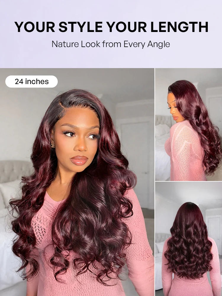Melted Hair All-Day Comfort Wig 180% Density Rich Dark Plum Loose Body Wave PartingMax Glueless 7x6 Closure HD Lace Wig Pre-Cut Lace