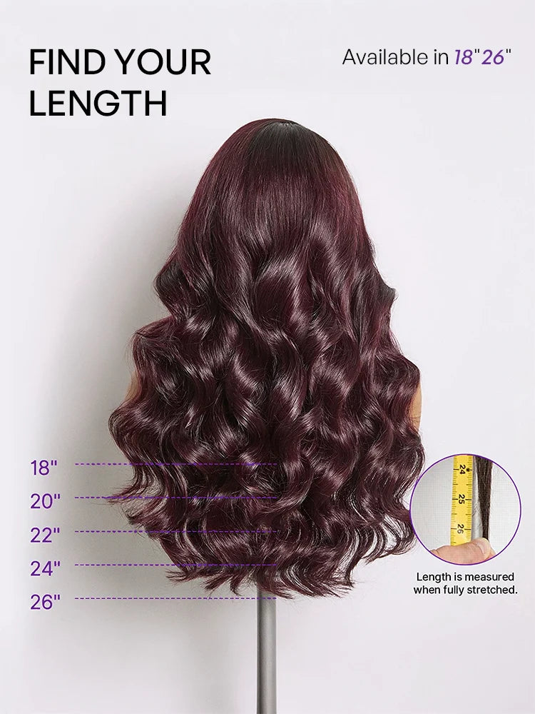 Melted Hair All-Day Comfort Wig 180% Density Rich Dark Plum Loose Body Wave PartingMax Glueless 7x6 Closure HD Lace Wig Pre-Cut Lace