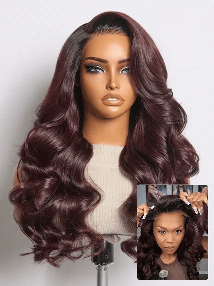Melted Hair All-Day Comfort Wig 180% Density Rich Dark Plum Loose Body Wave PartingMax Glueless 7x6 Closure HD Lace Wig Pre-Cut Lace