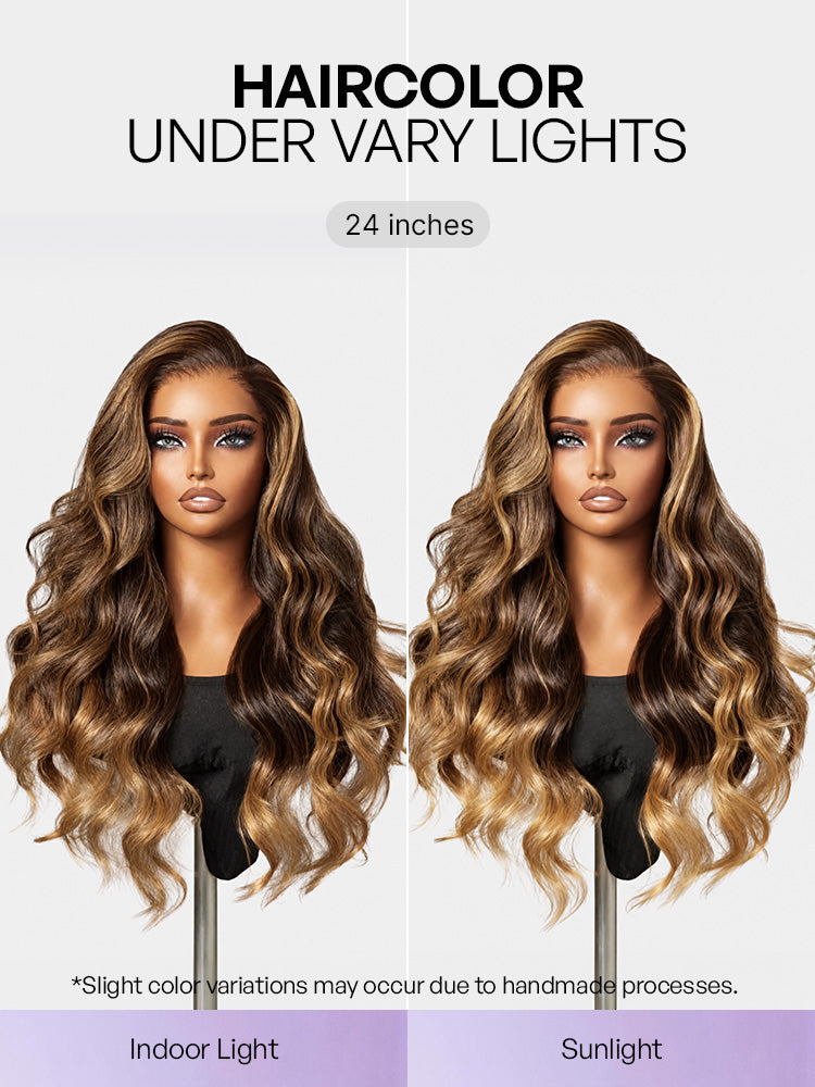 Melted Hair All-Day Comfort™ Wig 180% Density Sun-Kissed Blonde Ombre Highlight Loose Body Wave Glueless 7x6 Closure HD Lace Wig Pre-Cut Lace