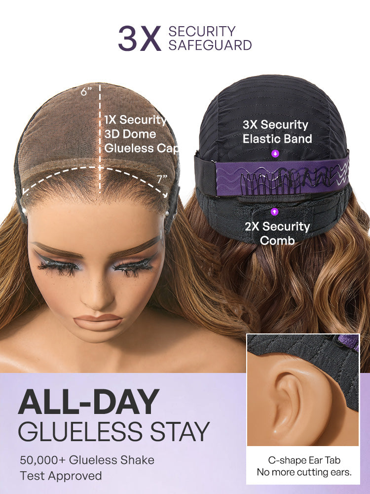 Melted Hair All-Day Comfort™ Wig 180% Density Sun-Kissed Blonde Ombre Highlight Loose Body Wave Glueless 7x6 Closure HD Lace Wig Pre-Cut Lace