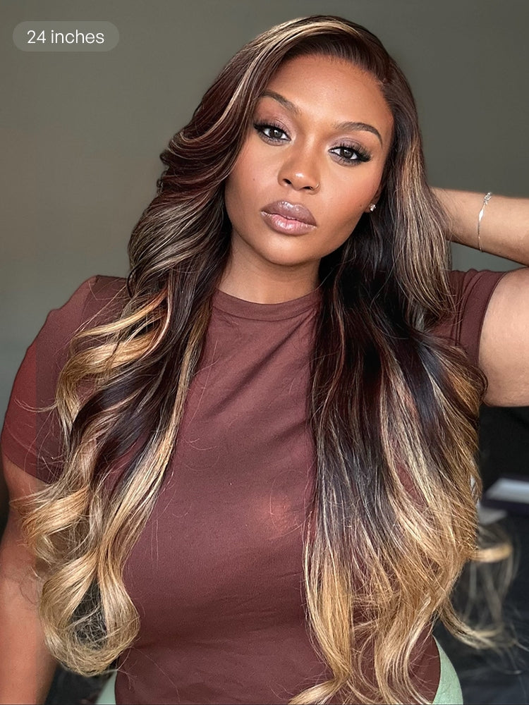 Melted Hair All-Day Comfort™ Wig 180% Density Sun-Kissed Blonde Ombre Highlight Loose Body Wave Glueless 7x6 Closure HD Lace Wig Pre-Cut Lace