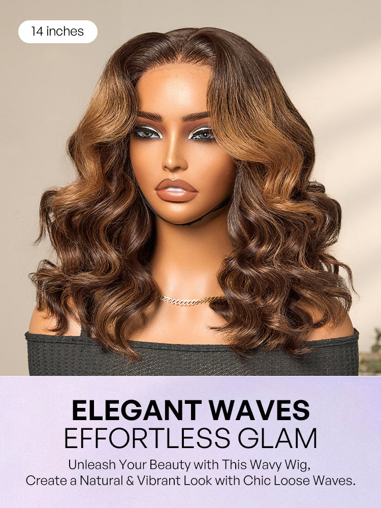 Melted Hair 180% Density Elegant Chocolate Brown Loose Wave Minimalist HD Lace Glueless Wig Pre-Cut Lace - US Only