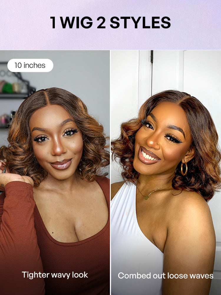 Melted Hair 180% Density Elegant Chocolate Brown Loose Wave Minimalist HD Lace Glueless Wig Pre-Cut Lace - US Only