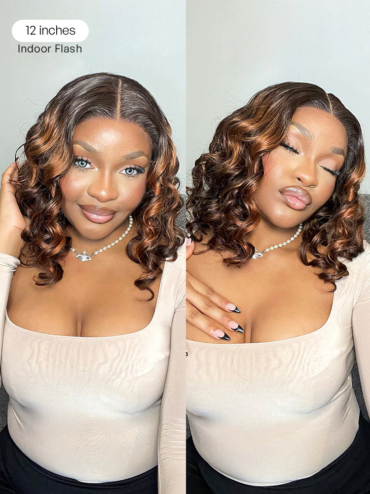 Melted Hair 180% Density Elegant Chocolate Brown Loose Wave Minimalist HD Lace Glueless Wig Pre-Cut Lace - US Only