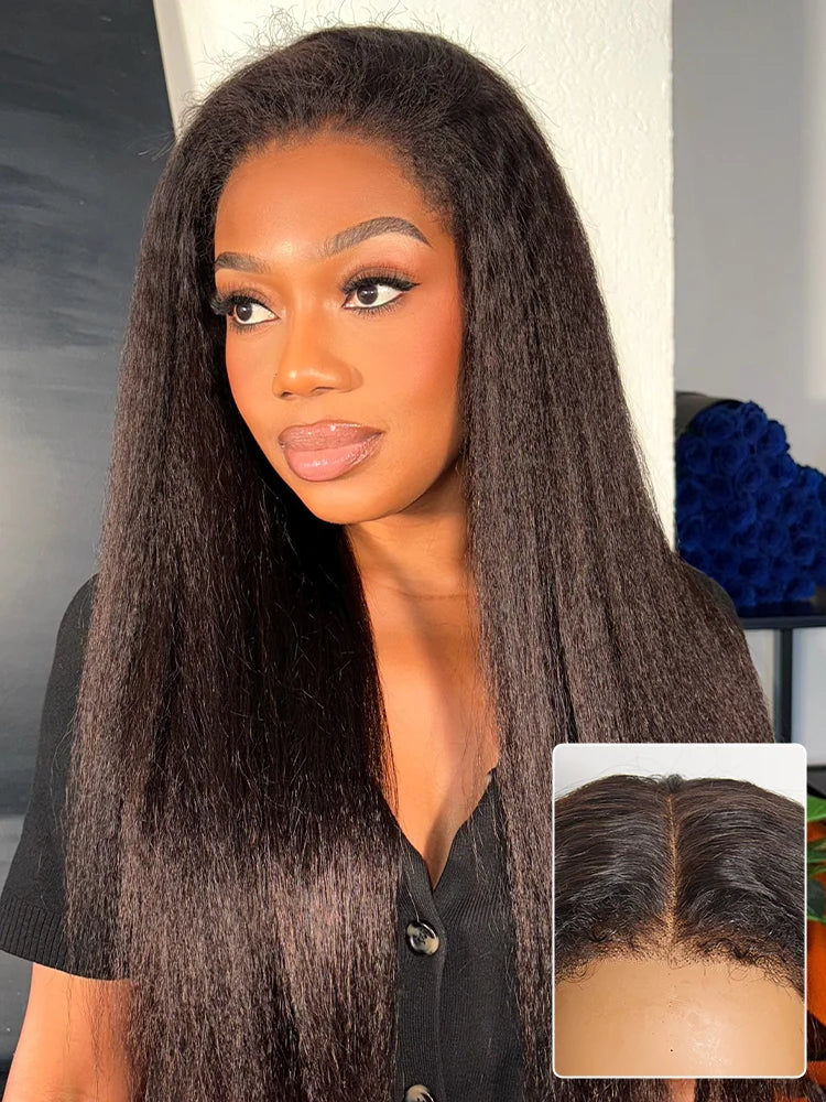 Melted Hair All-Day Comfort™ Wig 4C Kinky Edges Kinky Straight Glueless 7x6 Closure HD Lace Human Hair Wig Pre-Cut Lace