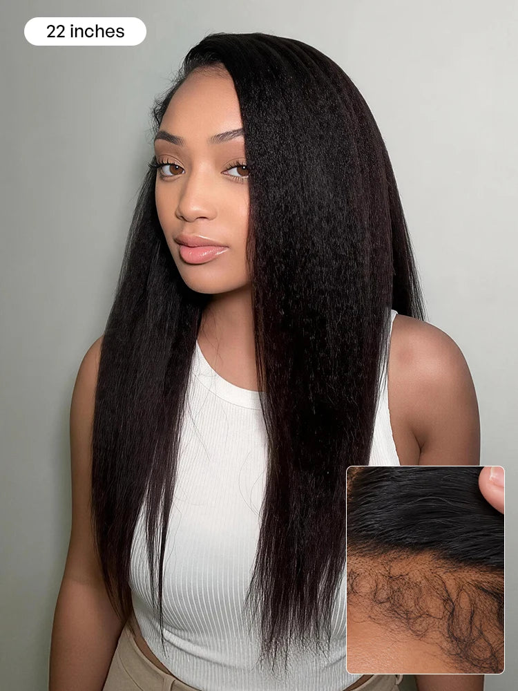 Melted Hair All-Day Comfort™ Wig 4C Kinky Edges Kinky Straight Glueless 7x6 Closure HD Lace Human Hair Wig Pre-Cut Lace