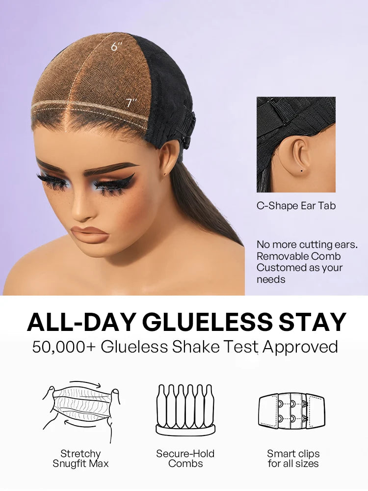 Melted Hair All-Day Comfort™ Wig 4C Kinky Edges Kinky Straight Glueless 7x6 Closure HD Lace Human Hair Wig Pre-Cut Lace