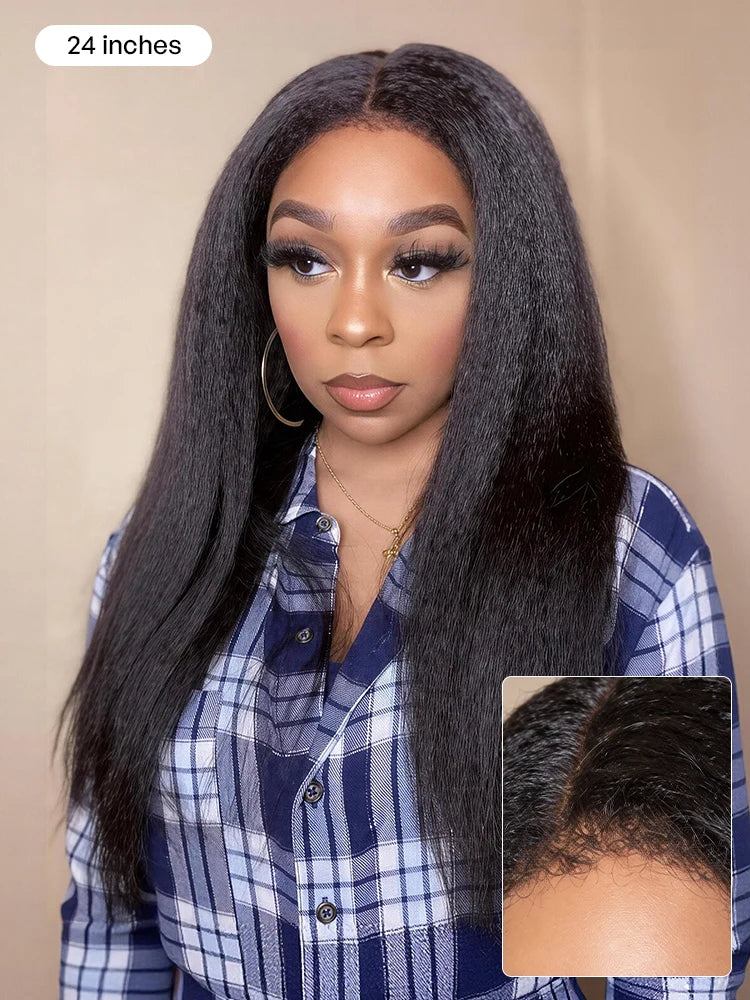 Melted Hair All-Day Comfort™ Wig 4C Kinky Edges Kinky Straight Glueless 7x6 Closure HD Lace Human Hair Wig Pre-Cut Lace
