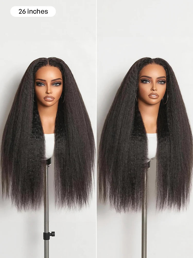 Melted Hair All-Day Comfort™ Wig 4C Kinky Edges Kinky Straight Glueless 7x6 Closure HD Lace Human Hair Wig Pre-Cut Lace