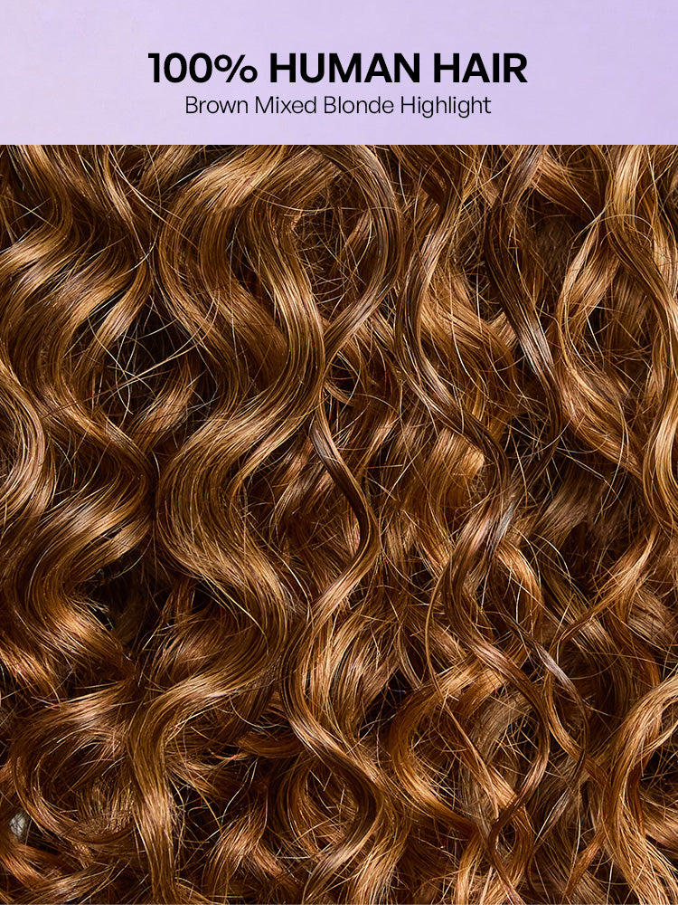 Readitress™ Ombre Brown Highlight Boho Braids Deep Curly Glueless 5x5 Closure Lace with Braided Top Human Hair Wig Pre-Cut Lace