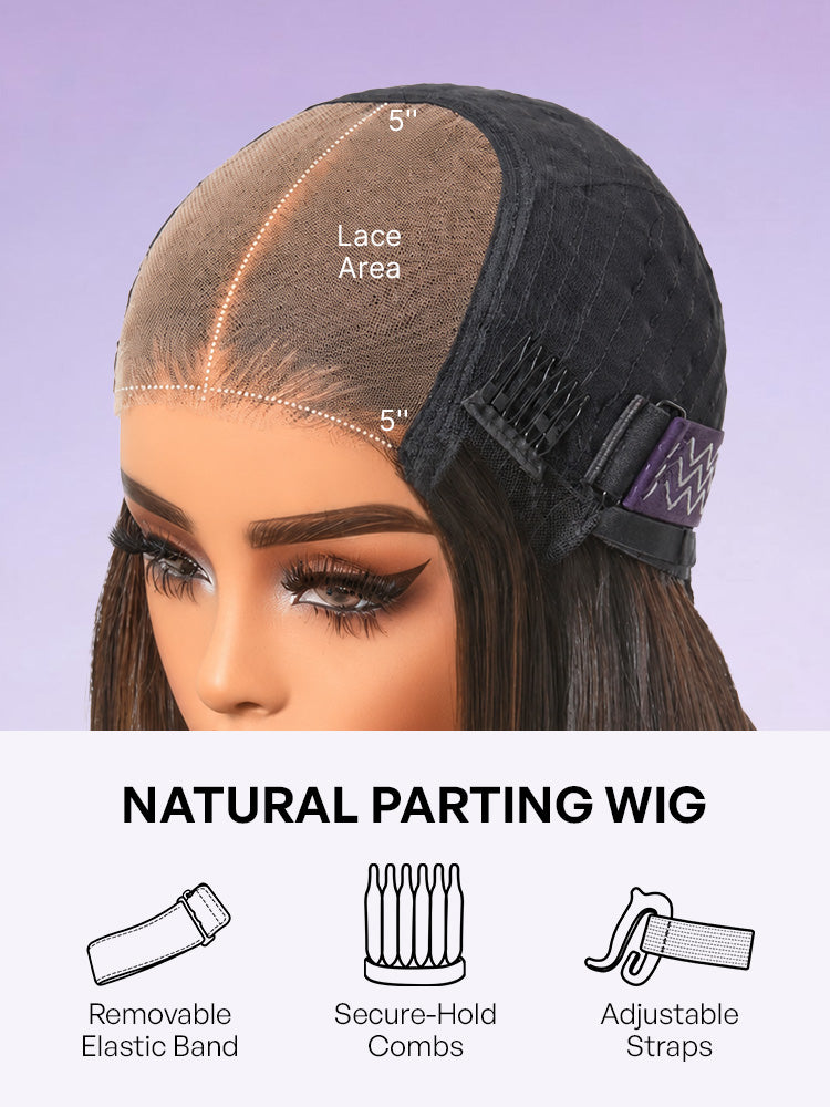 Readitress™ Ombre Brown Highlight Boho Braids Deep Curly Glueless 5x5 Closure Lace with Braided Top Human Hair Wig Pre-Cut Lace