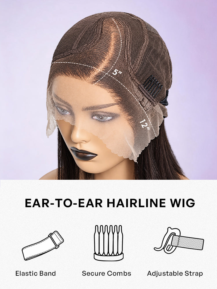PreMax Wigs - Natural Black / Blonde Highlight C Part Glueless Lace Front Bob Wig Pre-cut Lace