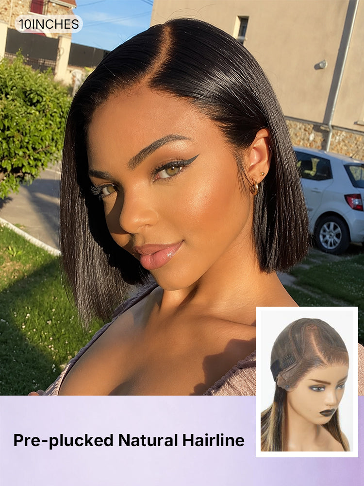 PreMax Wigs - Natural Black / Blonde Highlight C Part Glueless Lace Front Bob Wig Pre-cut Lace