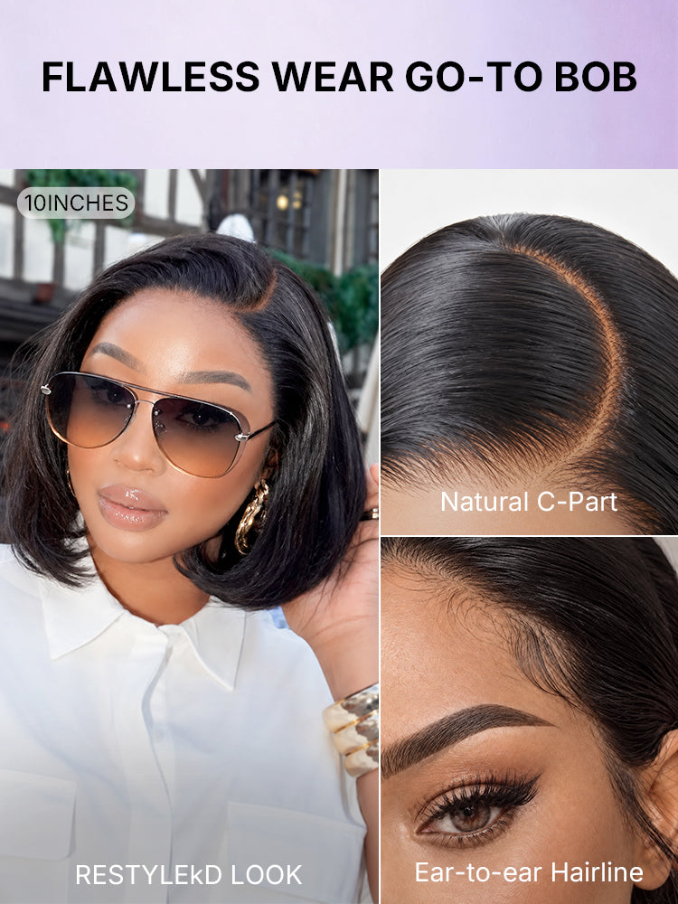 PreMax Wigs - Natural Black / Blonde Highlight C Part Glueless Lace Front Bob Wig Pre-cut Lace