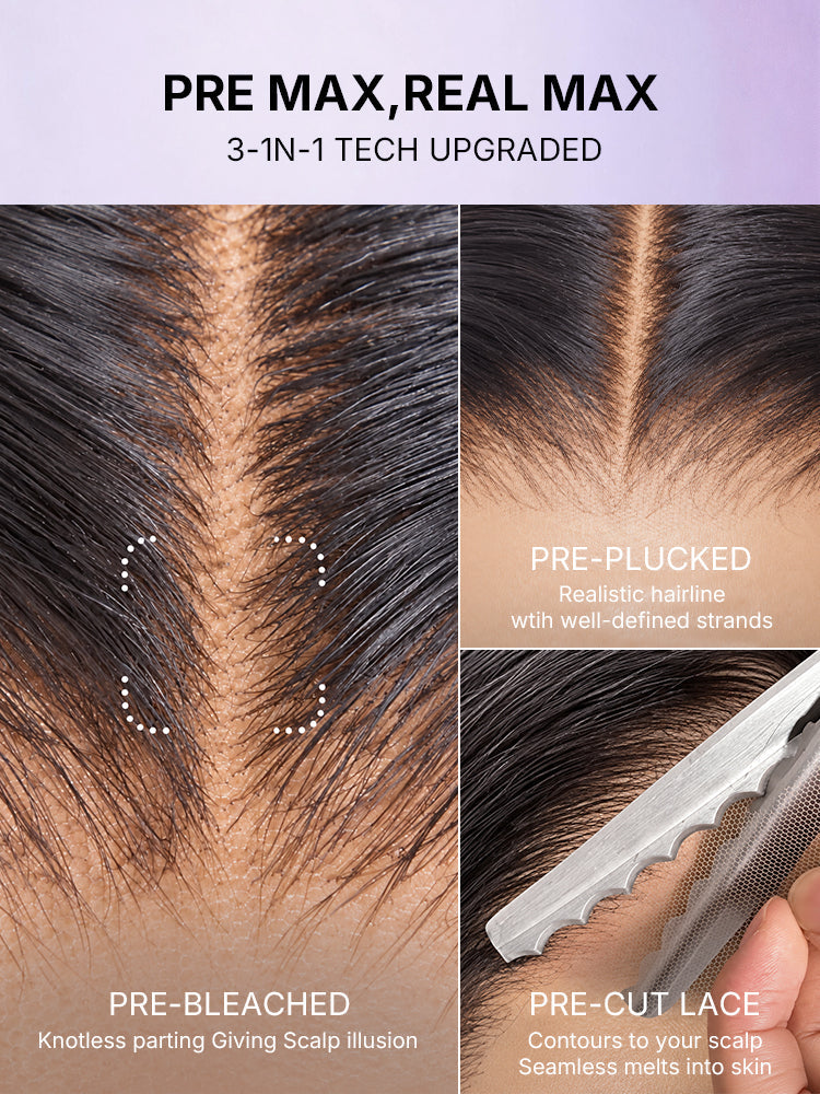 PreMax Wigs - Natural Black / Blonde Highlight C Part Glueless Lace Front Bob Wig Pre-cut Lace