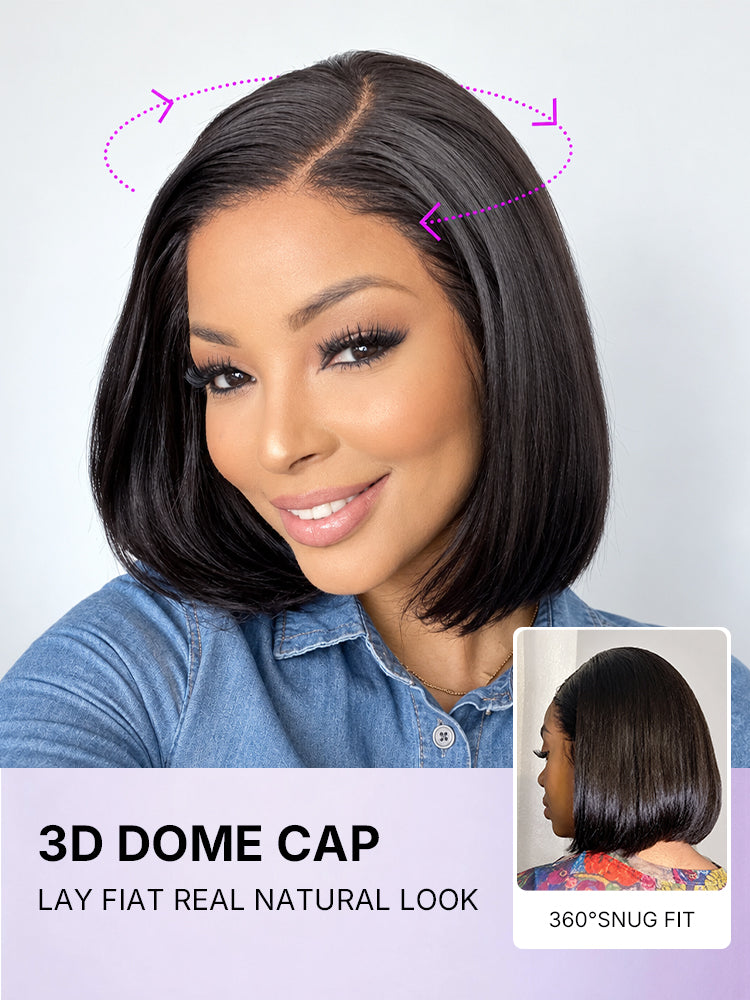 PreMax Wigs - Natural Black / Blonde Highlight C Part Glueless Lace Front Bob Wig Pre-cut Lace