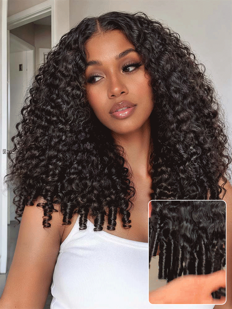 Melted Hair All-Day Comfort Wig 180% Density Burmese Curly Finger Coil Ends PartingMax Glueless 7x6 Closure HD Lace Wig Pre-Cut Lace