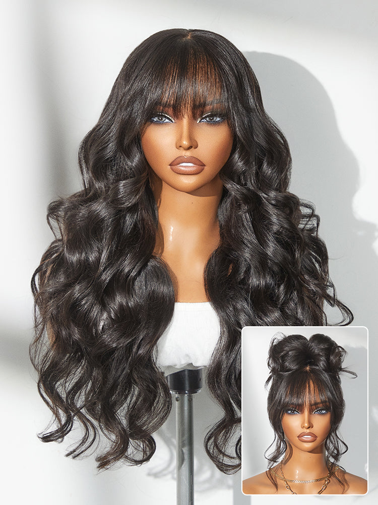 Melted Hair All-Day Comfort™ Wig 180% Density Loose Body Wave Glueless 7x6 Closure HD Lace Human Hair Wig with Bangs Pre-Cut Lace