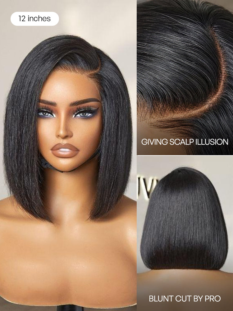 Melted Hair All-Day Comfort™ Wig Blunt Cut Bob Glueless Minimalist HD Lace Short Human Hair Wig Pre-Cut Lace