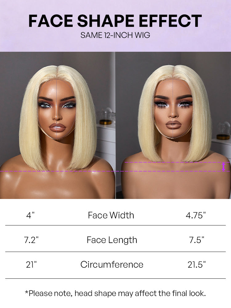 Easily Redyed 613 Blonde Blunt Cut Bob Wig Glueless Deep Middle Part 2x6 HD Lace Wig Pre-Cut Lace
