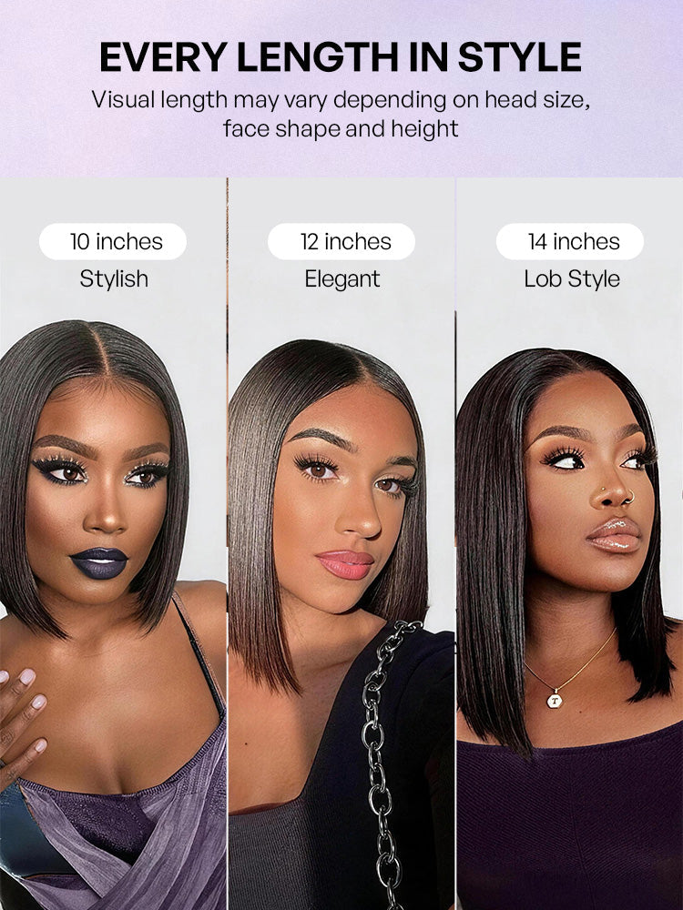 Ash Blonde Ombre Blunt Cut Bob Glueless Minimalist HD Lace Short Bob Wig Ready to Go Pre-Cut Lace