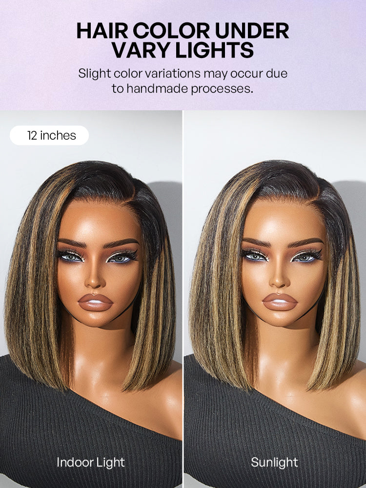 Melted Hair All-Day Comfort™ Wig Blonde Highlight Blunt Cut Bob Glueless Minimalist HD Lace Short Bob Wig Pre-Cut Lace